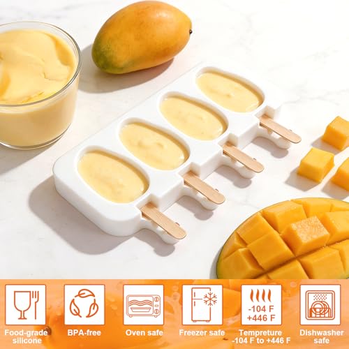 Mango Shape Silicone Popsicle Molds (4-Cavity 3D Mango)