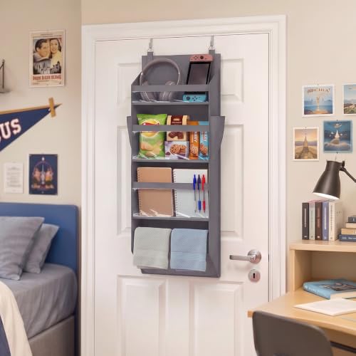 1 Pack Over the Door Organizer 4 Section Hanging Storage (Dark Gray / 4 Section)