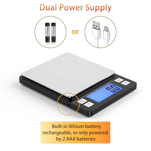 Upgraded Small Food Scale with 0.1 g (0.1g/3kg Black)