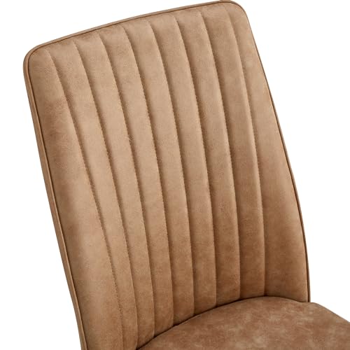 Modern Dining Chairs Set of 6 Kitchen Chairs Set Leathaire Fabric Chair with Metal Leg High Back Upholstered Chair for Dinner Room (B- Brown)