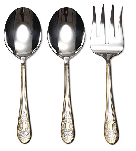 Venezia Collection Gold Flatware Serving Set for 12 ("Medallion")
