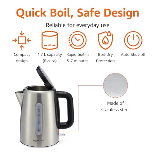 Electric Stainless Steel Kettle for Tea and Coffee (Stainless Steel / 1.8 Quarts)