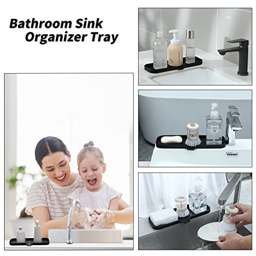 Silicone Soap Dish with Drain Spout (Black / L(12"×4"))