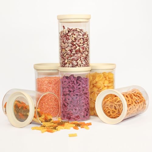 Glass Food Storage Jar with Glass Lid (White-6P-26oz)