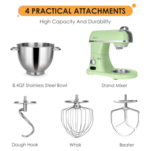 8.4QT Commercial Stand Mixer 800W with Aluminum Die Casting Meets the Standard of NSF (Pistachio 8.4QT)