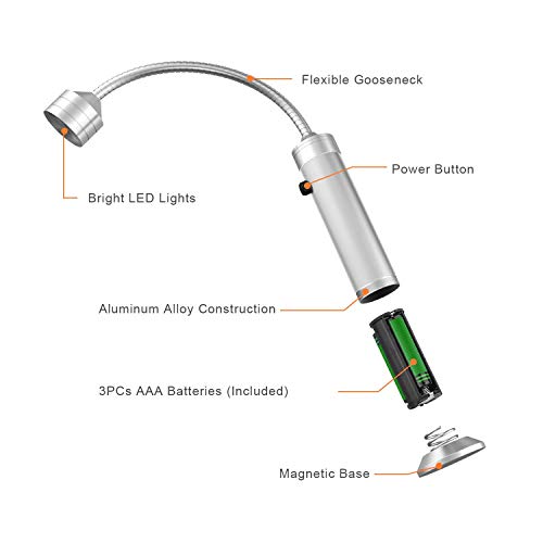 Barbecue Grill Light Magnetic LED Flexible Gooseneck Grilling Accessories (Silver)