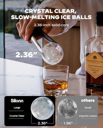 2.4″ Ice Ball Maker Countertop (Rock Black / Ice Ball-100 pcs/Day)