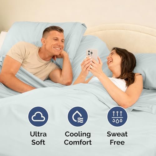 Flex Top Split Head King 4 Piece Sheet Set (23 - Ice Blue / Split Head/Flex Top)