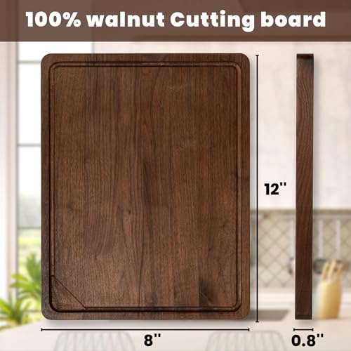 Walnut Wood Cutting Board for Kitchen (12"L x 8"W)