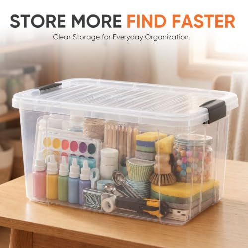 14.7 Quart Clear Plastic Storage Boxes with Lids (14.7 Quarts)