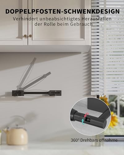 Black Paper Towel Holder Under Cabinet with Damping Self Adhesive