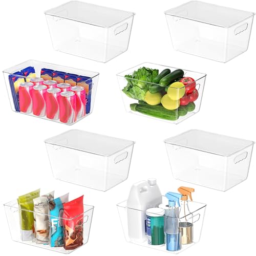 Clear Stackable Storage Bins with Lids (XL(13x7.4x7))