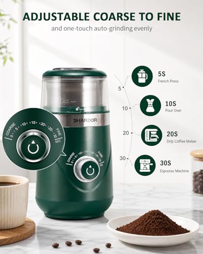 Electric Super Silent Blade Coffee Grinder (Green / 2 Bowl)
