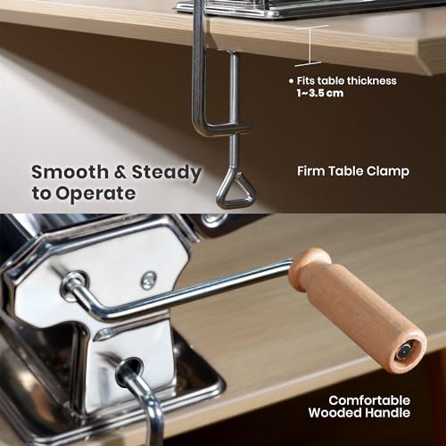 3-in-1 Pasta Maker, 9 Thickness Settings, Dough Rollers & 2 Size Cutters