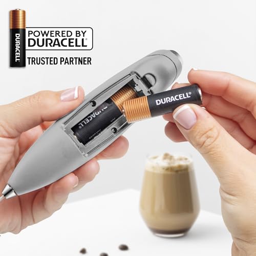 Powerful Milk Frother Wand With Duracell Batteries (All Must Go Slate Stone / Double Whisk + Batteries)