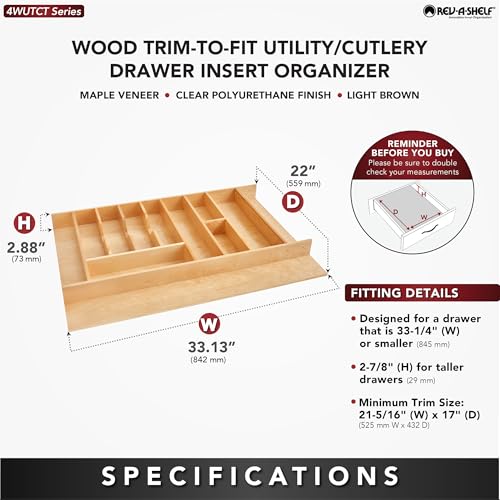 Trim-to-Custom-Fit Utensil Drawer Organizer, 33.11"x21.97" (Standard)
