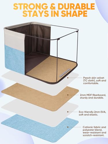 3 Pack Fabric Closet Storage Bins for Shelves (Skyblue / 3PCS/X-Large-17x13x10.5)