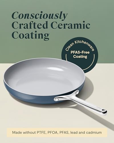 12" Non Stick Ceramic Frying Pan with Glass Lid (1x 12 IN / White)