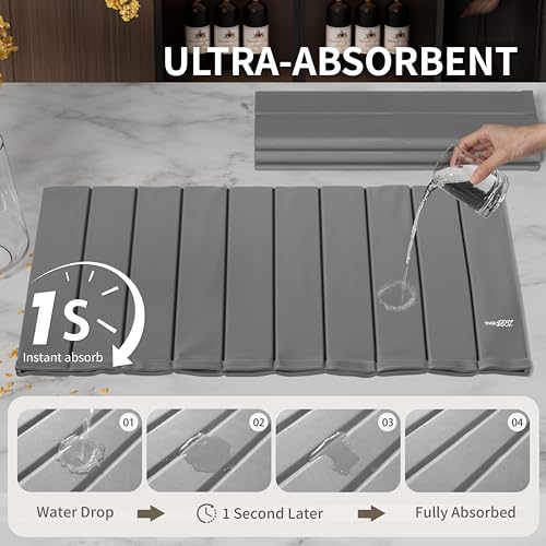 Stone Drying Mat for Kitchen Counter (PU-Grey)
