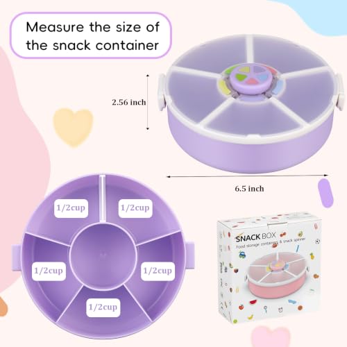 Kids Reusable Rotating Snack Container with 5 Separate Compartments (Purple)