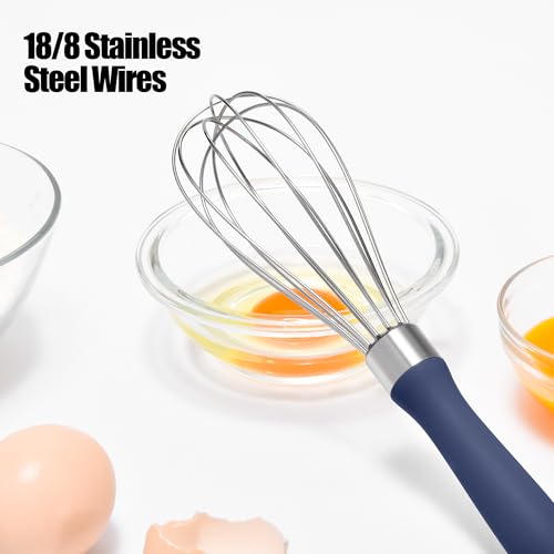 18 8 Stainless Steel Balloon Whisk for Cooking (S / Navy Blue)