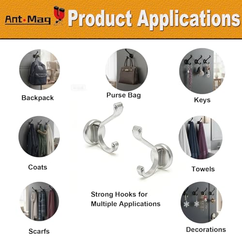 Magnetic Hooks Heavy Duty 140LBS (Silver / Small-2 Pack)