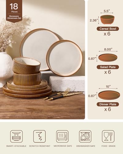 Dinnerware Set for 6 (Cream Brown)