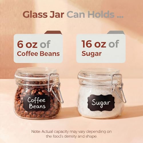 17 oz Round Glass Jars with Airtight Lids (Round-17OZ Set- 6 Pack)