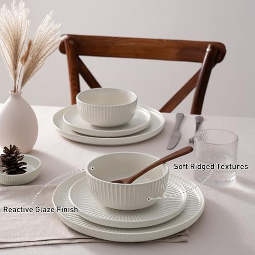 Stoneware Dinnerware Sets for 6 (Matte White / Service for 6)