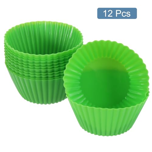 12Pcs Silicone Cupcake Liners (Grass Green / 2.8")