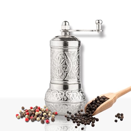 Handmade Decorative Black Pepper Grinder (Silver)
