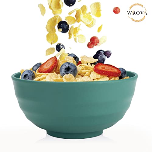 Wheat Straw Bowls Set 60 OZ Unbreakable Large Cereal Bowls Set of 6 Microwave and Dishwasher Safe Bowls Big Bowls for Dorm and Apartment BPA Free Soup Bowl for Serving Oatmeal and Salad (60 oz / Green)