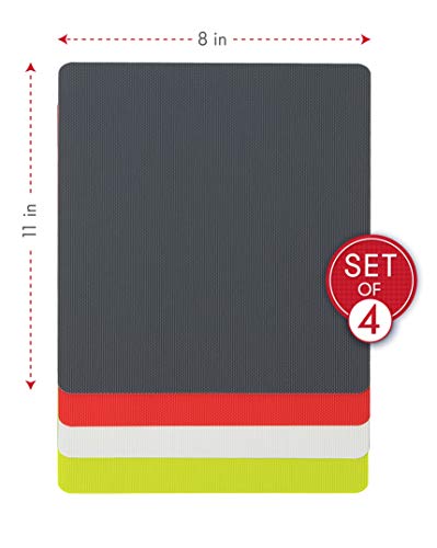 Heavy Duty Grippmat Flexible Cutting Board Set of Four (8 x 11 inches / Gray, Red, White and Green)