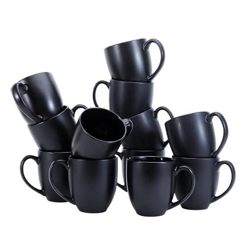 12 Pack Matte Black Ceramic Coffee Mug