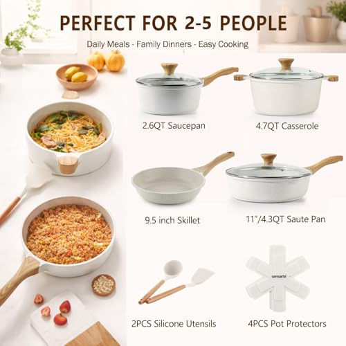Nonstick Ceramic Cookware Set (White)