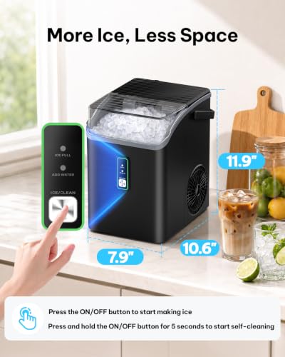 Nugget Ice Maker with Carry Handle (Black / 36lbs)