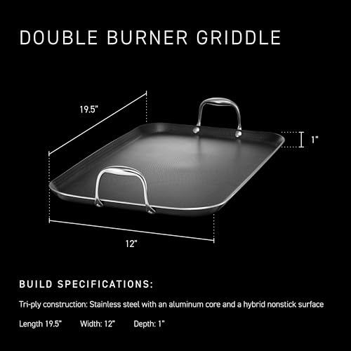 Double Burner Hybrid Nonstick Griddle Pan (18-inch)