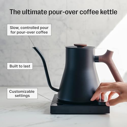 Stagg EKG Pro Gooseneck Electric Kettle for Pour (Matte Black with Walnut Handle + Lid Pull / EKG Pro)