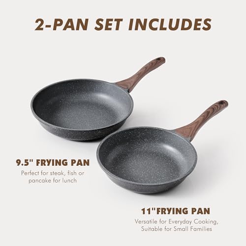 Nonstick Frying Pans (Gray / 9.5+11 Inch)