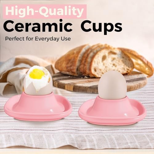 Soft Boiled Egg Cups (4 Pack / Square Style, Pink)