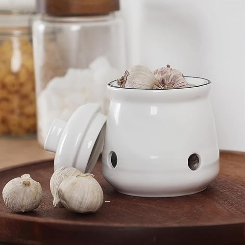Ceramic Mini Garlic Keeper with Lid (12 Ounce)