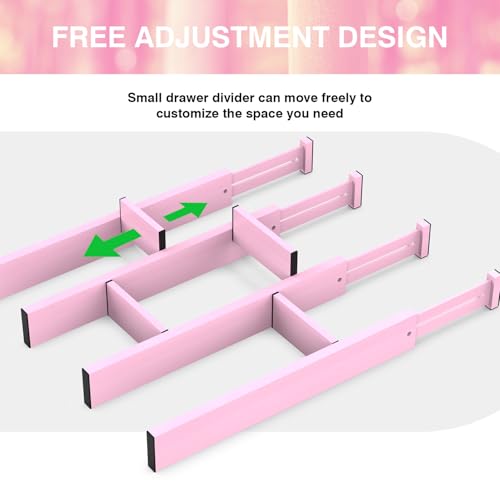 Expandable Bamboo Drawer Dividers (Pink)