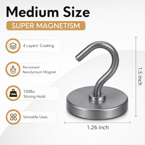 Magnetic Hooks (Gray / 1.26 inches)