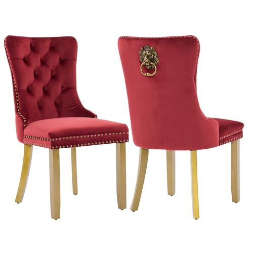 Burgundy Velvet Dining Chairs Set of 2 (Burgundy)