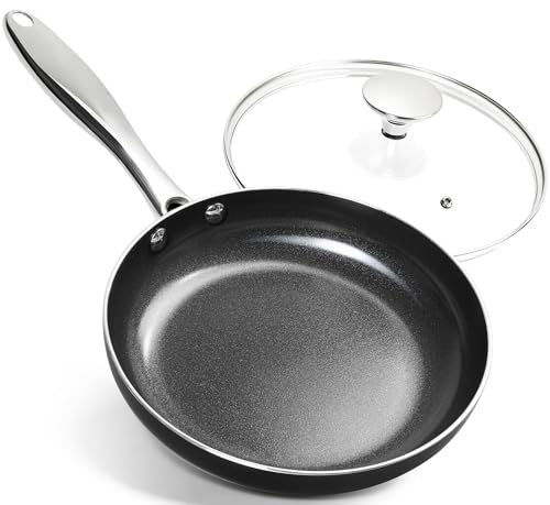 8 Inch Nonstick Frying Pan with Lid (Black / 8 inch)