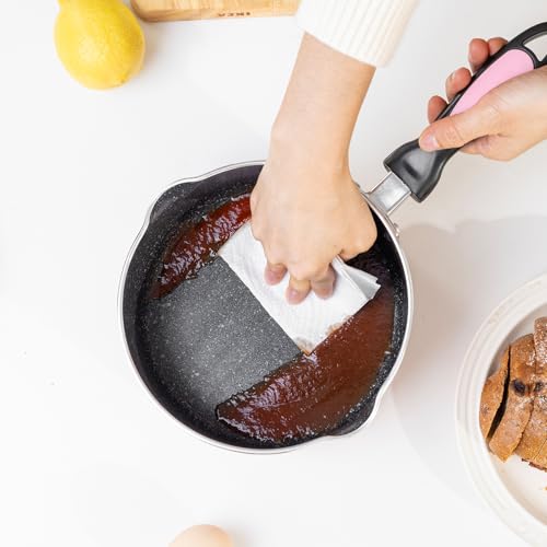 Nonstick Saucepan Set with Lid (Pink)