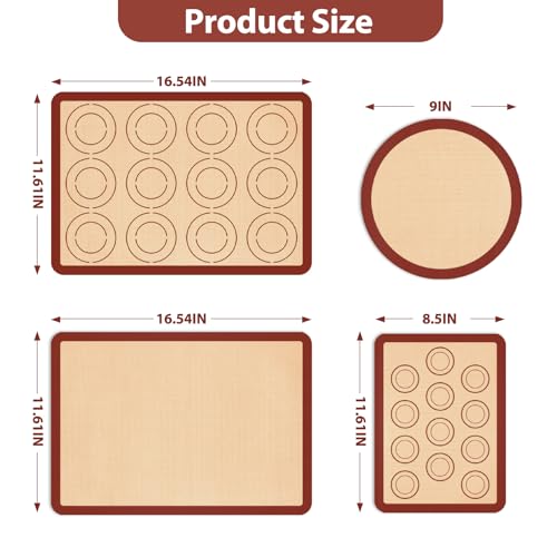 Silicone Baking Mat Set of 4 (Red / 4-piece set)