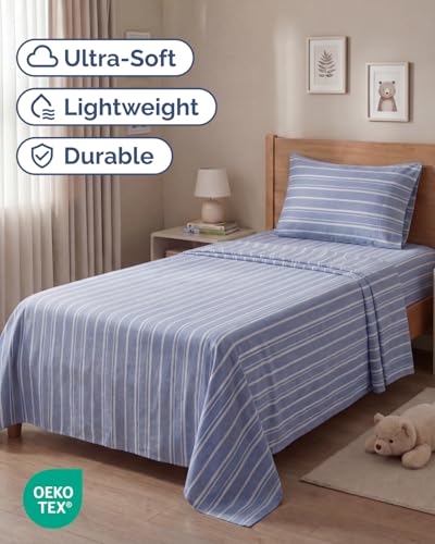 Twin Size 3 Piece Sheet Set (42 - Blue Stripes 3 / Twin)