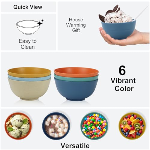 Unbreakable Wheat Straw Bowls for Kids (10 oz / Yellow,Orange,Blue,Green,Beige,Navy Blue)