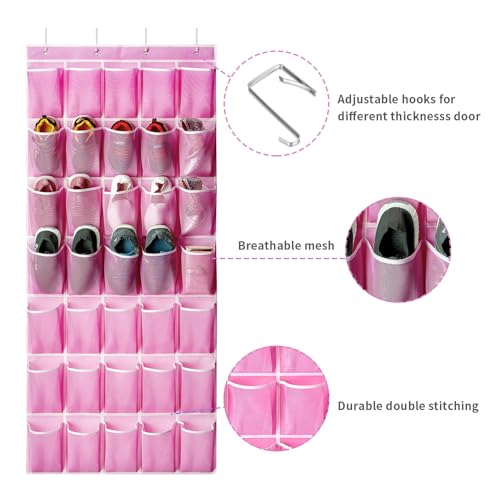 35 Pockets Over the Door Shoe Organizer (Pink - 35 Pockets)